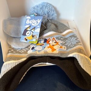 Bluey Black and Gray Winter Hat with mittens